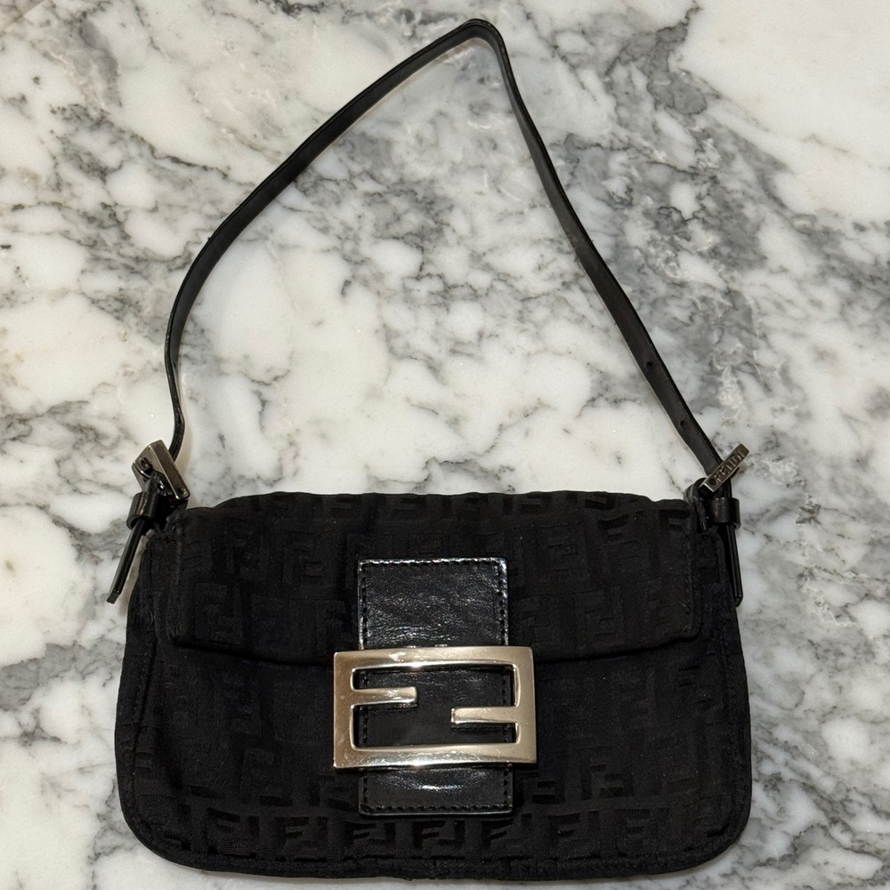 Vintage Fendi Zucca Zucchino Monogram Canvas Bag Baguette Mini Bag Women S Black